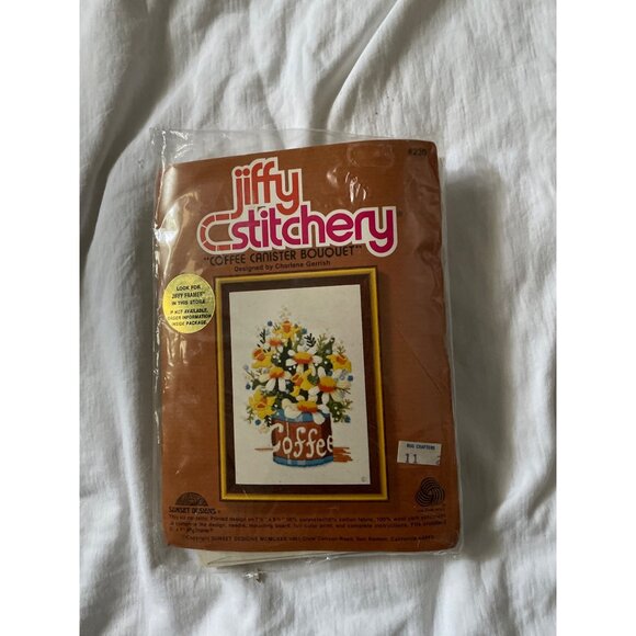 Jiffy Stitchery Coffee Canister Bouquet Needlepoint Kit Designed By Charlene Ger - Picture 9 of 14
